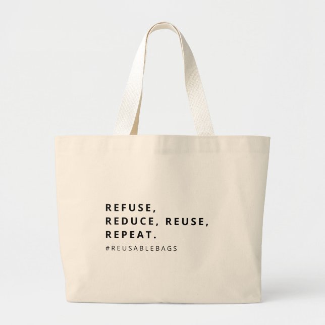 Bolso De Tela Gigante RECHAZAR, REDUCIR, REUSAR, REPETIR. Ecológico (Frente)