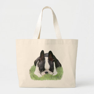 Bolso De Tela Gigante Reclinación del perrito del terrier de Boston