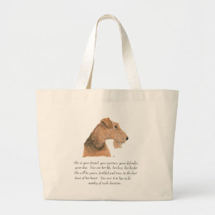 Bolso De Tela Gigante Recuerdo de Airedale, galés, Lakeland Terrier