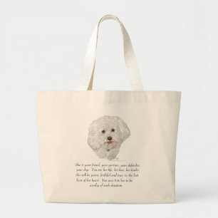 Bolso De Tela Gigante Recuerdo de Bichon Frise HEMBRA