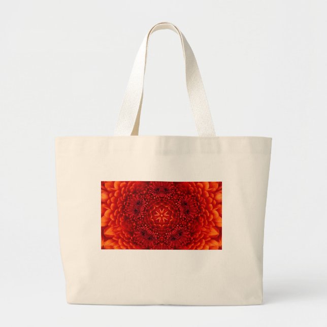 Bolso De Tela Gigante RED DAHLIA FLOWERS Resumen Floral (Frente)