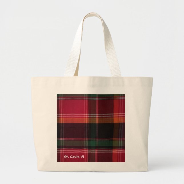 Bolso De Tela Gigante Red Green Madras Plaid (Frente)