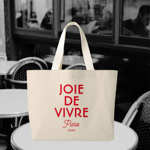 Bolso De Tela Gigante Red Joie De Vivre París Año Personalizado francés