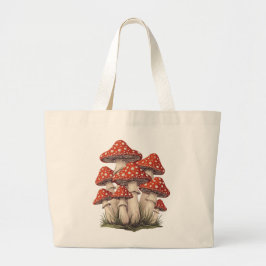 Bolso De Tela Gigante Red Mushroom Cluster Graphic Art Retro Cottagecore