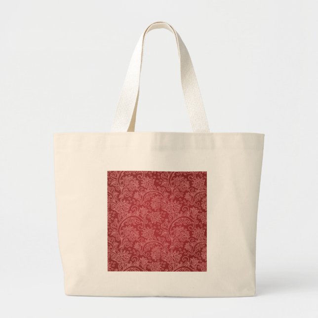 Bolso De Tela Gigante Red Paisley Damask Designer Floral Classic (Frente)
