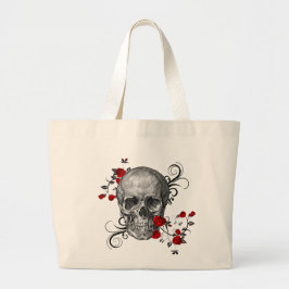 Bolso De Tela Gigante Red Rose Skull