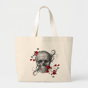 Bolso De Tela Gigante Red Rose Skull