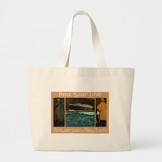 Bolso De Tela Gigante Red Star Line ~ Antwerpen-Nueva York (Frente)