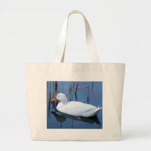 Bolso De Tela Gigante Reflexión del Pato Blanco Durmiente