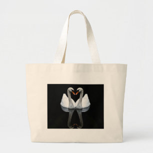 Bolso De Tela Gigante Reflexiones del amor, forma del corazón, cisnes