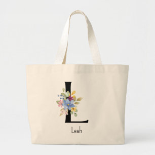 Bolso De Tela Gigante Regalo de dama de honor Alfabeto de flores silvest