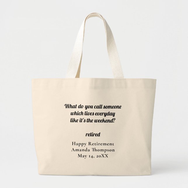 Bolso De Tela Gigante Regalo de jubilación divertida personalizado (Frente)