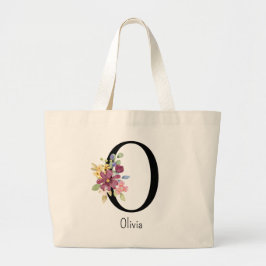 Bolso De Tela Gigante Regalo de la dama de honor Alfabeto de flores silv