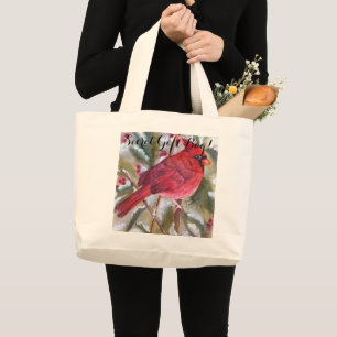 BOLSO DE TELA GIGANTE REGALO SECRETO DE AVES CARDINALES ROJAS