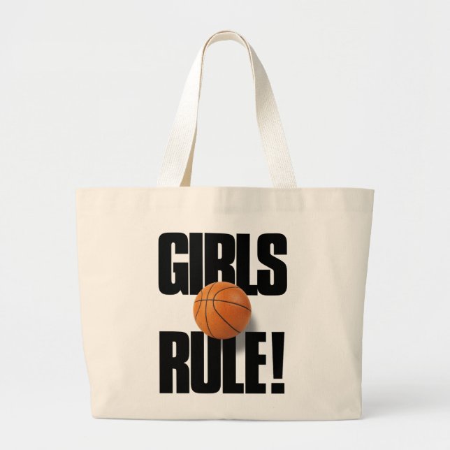 Bolso De Tela Gigante ¡REGLA DE LOS CHICAS! Baloncesto (Frente)