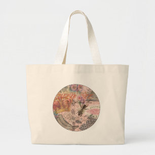 Bolso De Tela Gigante Reina Abeja Vintage Hermoso Collage