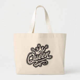 Bolso De Tela Gigante Reina con corona, diseño de tipografía
