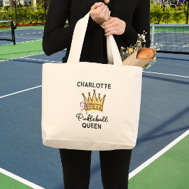 Bolso De Tela Gigante Reina Retro de Pickleball Monograma Rosa