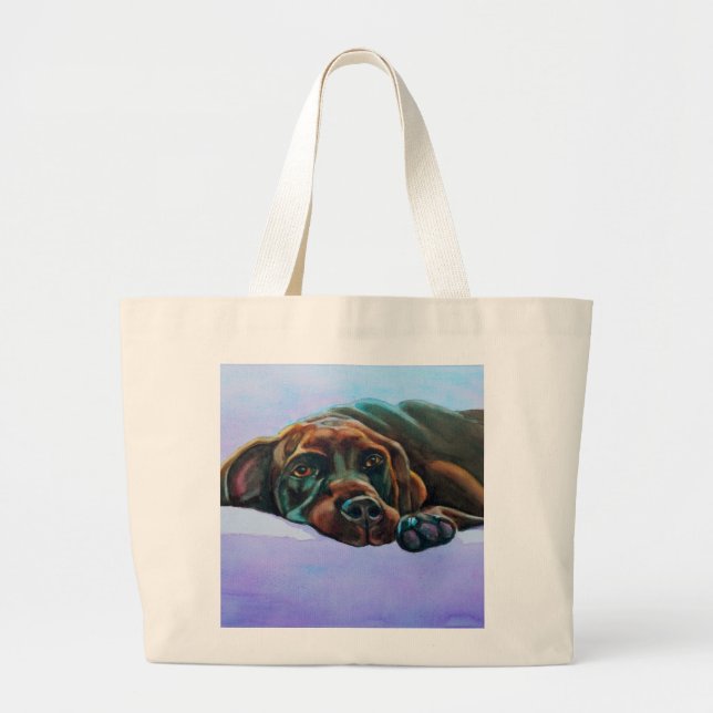 Bolso De Tela Gigante Relajado Chocolate Labrador Perro Jumbo Totebag (Frente)