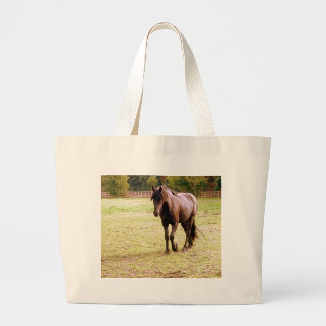 Bolso De Tela Gigante Relajado paseo de caballos marrones (Frente)