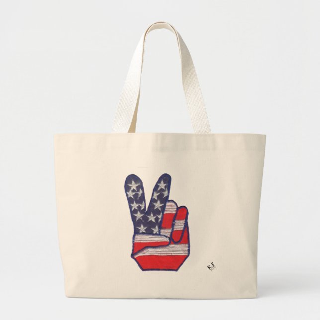 Bolso De Tela Gigante Remiendo del signo de la paz (Frente)