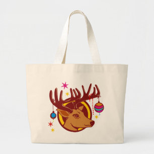 Bolso De Tela Gigante Reno/ciervo/Navidades