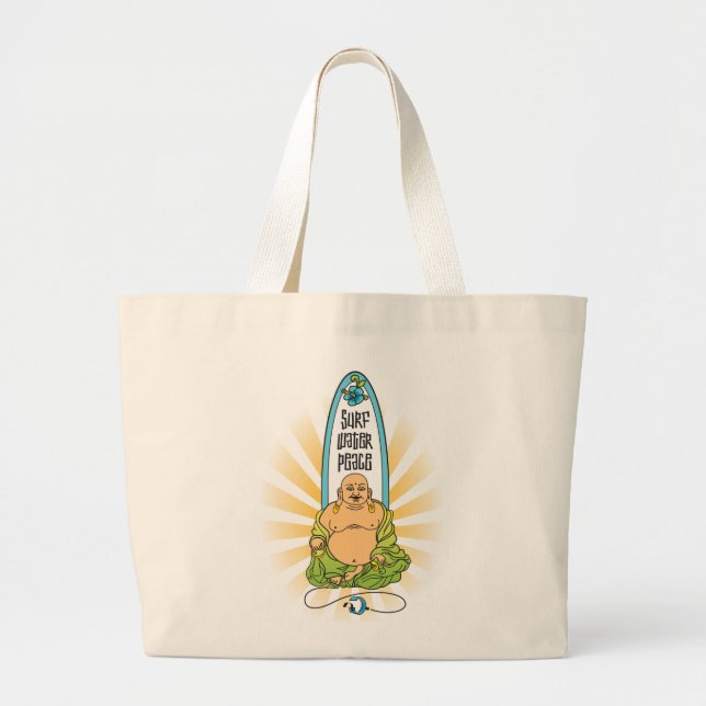 Bolso De Tela Gigante Resaca Buda: Resaca, agua, paz (Frente)