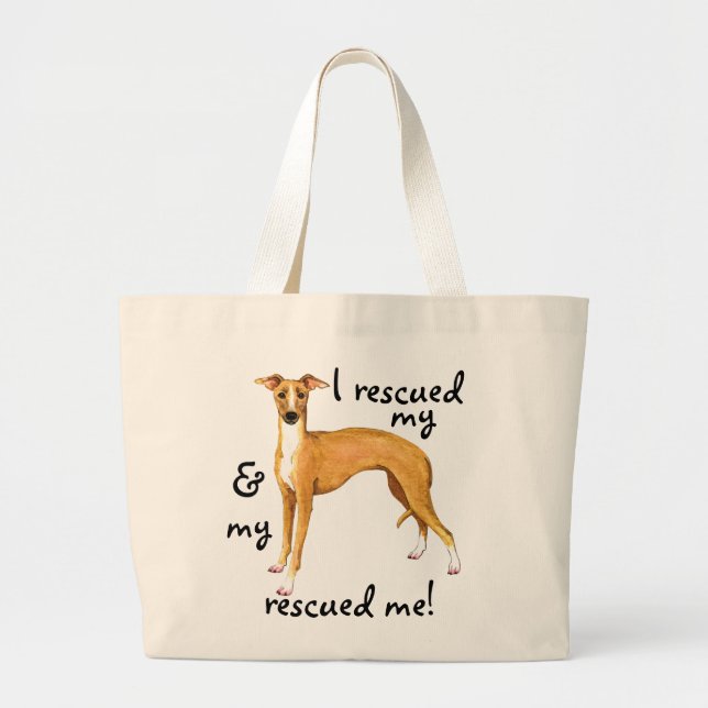 Bolso De Tela Gigante Rescate de Greyhound italiano (Frente)