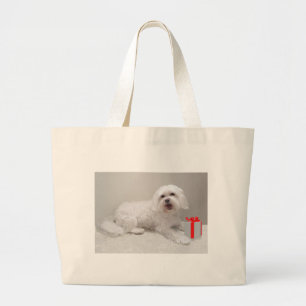 Bolso De Tela Gigante Rescate de Perro Blanco Pequeño (Maltés)