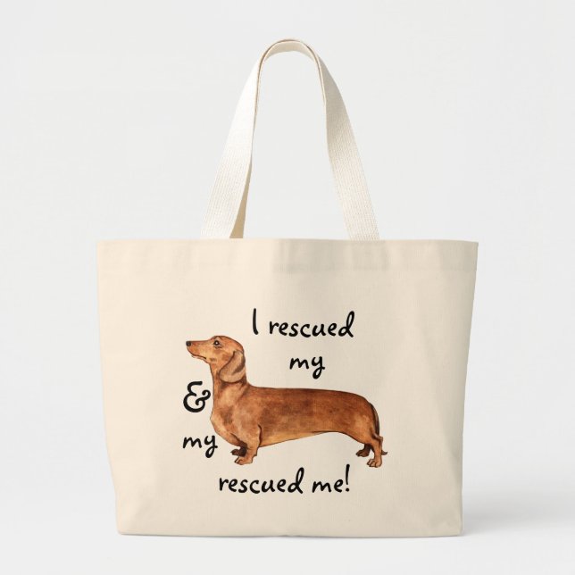 Bolso De Tela Gigante Rescue Dachshund (Frente)