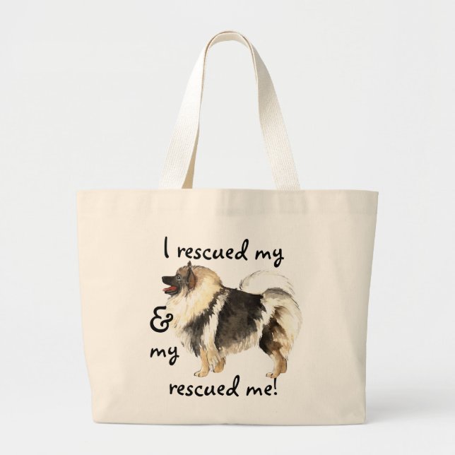 Bolso De Tela Gigante Rescue Keeshond (Frente)