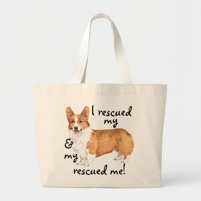 Bolso De Tela Gigante Rescue Pembroke Welsh Corgi (Frente)