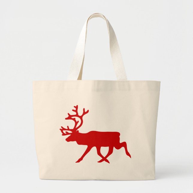 Bolso De Tela Gigante Resto Rojo / Silhouette Caribou (Frente)