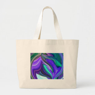 Bolso De Tela Gigante Resumen de arte morado N hoja Verde azulada
