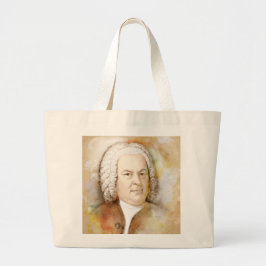 Bolso De Tela Gigante Retrato de Johann Sebastian Bach en beige