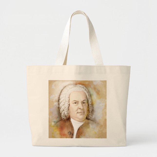Bolso De Tela Gigante Retrato de Johann Sebastian Bach en beige (Frente)