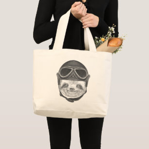 Bolso De Tela Gigante Retrato del casco del vintage de la pereza el