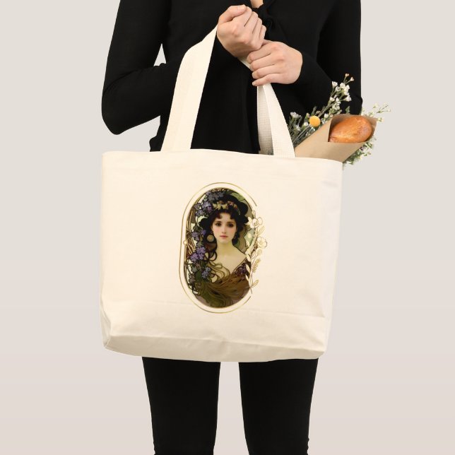 Bolso De Tela Gigante Retrato elegante al estilo mucha de una bella muje (Anverso (producto))