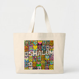 Bolso De Tela Gigante Retro 60 Psicodélico Shalom LOVE Tote Bag