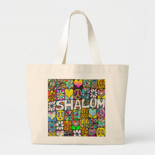 Bolso De Tela Gigante Retro 60 Psicodélico Shalom LOVE Tote Bag