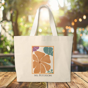 Bolso De Tela Gigante Retro Daisy Watercolor Teacher Tote Bag