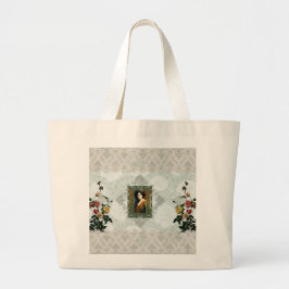 Bolso De Tela Gigante Retro de cosecha colorida con encaje y flores