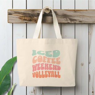 Bolso De Tela Gigante Retro de voleibol de fin de semana de café helado