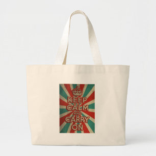 Bolso De Tela Gigante Retro guarde la calma y continúe