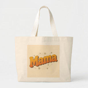 Bolso De Tela Gigante Retro Mama Groovy Letras Burbuja 70s