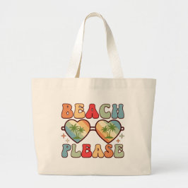 Bolso De Tela Gigante Retro Playa Por Favor Puesta de Sol Palmeras Gafas