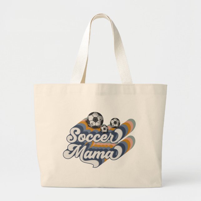 Bolso De Tela Gigante Retro Soccer Mama Sublimación Diseño, Fútbol (Frente)