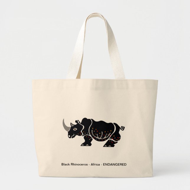 Bolso De Tela Gigante RHINOCEROS Negros - Animales en peligro de extinci (Frente)
