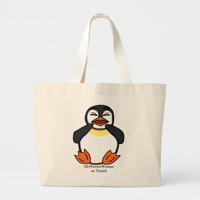 Bolso De Tela Gigante Ríe a pingüino, meWarriorWoman en Twitch (Frente)