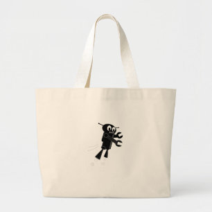 Bolso De Tela Gigante Robot volador negro